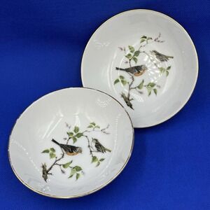 Vintage AK Kaiser Tirol W.K.‎ Western Germany 2 Bowl Birds In Tree Gold Trim